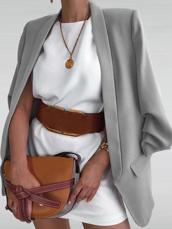 Airchics blazer poches col revers manches longues mode élégant femme veste