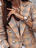 Airchics blazer carreaux double boutonnage poches élégant femme veste