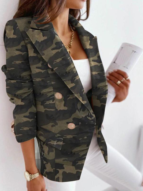 Airchics blazer camouflage double boutonnage mode femme veste vert armée
