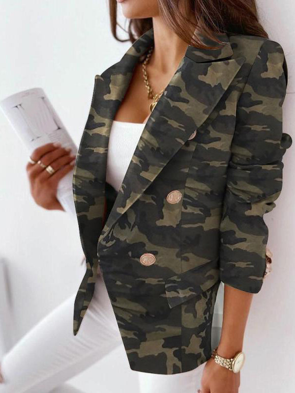 Airchics blazer camouflage double boutonnage mode femme veste vert armée