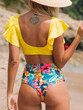 Airchics maillot de bain fleurie volantée 2 pièces vintage femme bikini