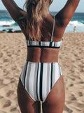 Airchics maillot de bain rayé 2 pièces dos nu nœud femme bikini multicolore