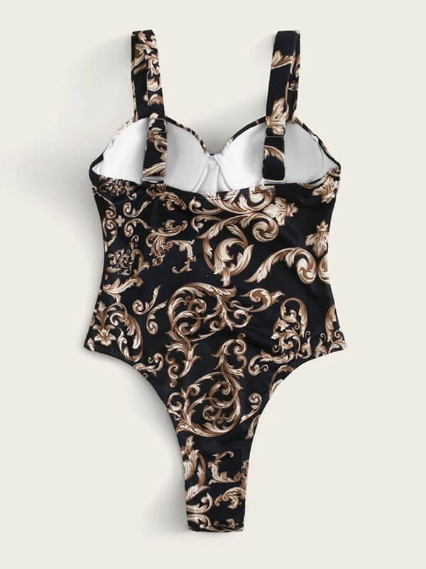 Airchics maillot de bain imprimé baroque avec armature une pièce bleu marine