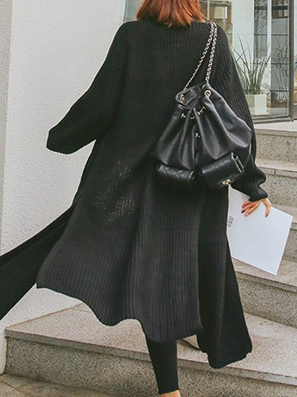 Décontracté Cardigan Longue en Maille avec Poches Femme Oversized