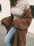 Décontracté Cardigan Longue en Maille avec Poches Femme Oversized