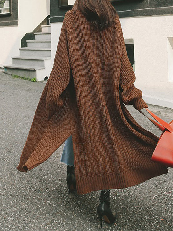 Décontracté Cardigan Longue en Maille avec Poches Femme Oversized