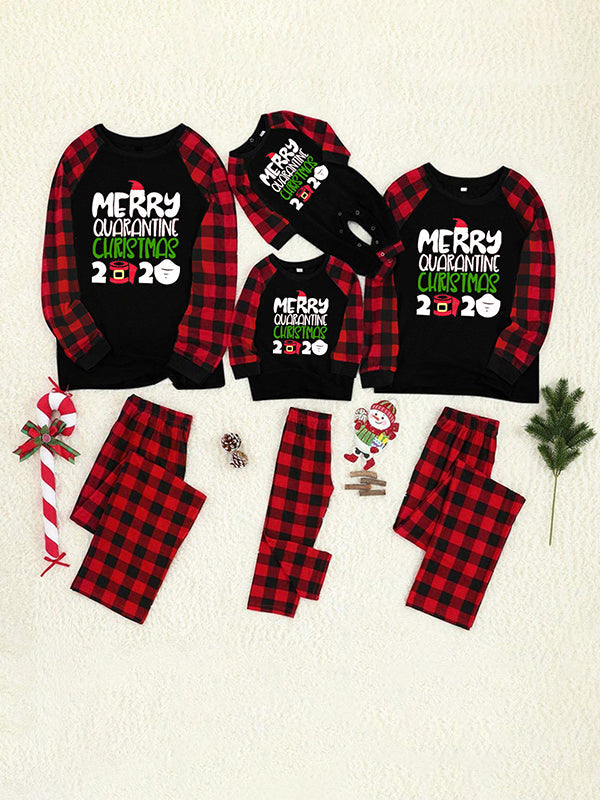Airchics ensembles de pyjama imprimé lettres noël carreaux mode noir et rouge