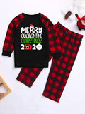 Airchics ensembles de pyjama imprimé lettres noël carreaux mode noir et rouge