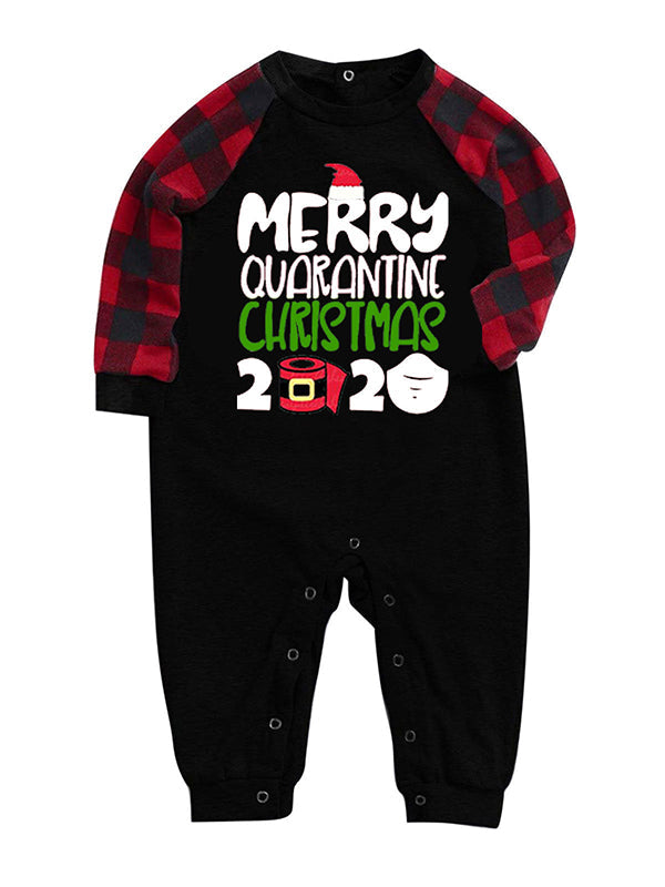 Airchics ensembles de pyjama imprimé lettres noël carreaux mode noir et rouge