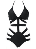 Airchics maillot de bain une pièce strappy découpes licou mode femme noir