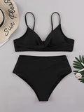 Airchics maillot de bain 2 pièces v-cou mode femme bikini noir
