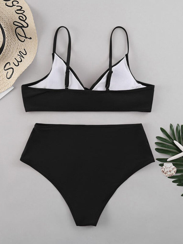 Airchics maillot de bain 2 pièces v-cou mode femme bikini noir