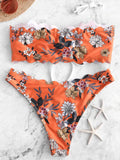 Airchics maillot de bain fleurie avec à lacets 2 pièces bandeau femme bikini