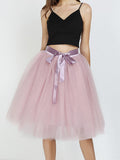 Airchics mi-longue jupe unicolore avec ceinture plissé tutu en tulle élégant femme