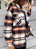 Mode Veste à Carreaux Classique pour Femmes avec Poches Surchemise