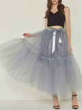 Airchics longue jupe unicolore avec ceinture plissé tutu en tulle élégant femme