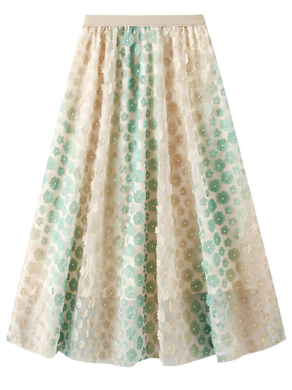 Airchics jupe longue tulle brodée fleurie femme mode