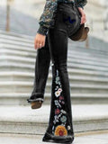 Airchics jeans flare pattes imprimé à fleurie mode femme pantalon