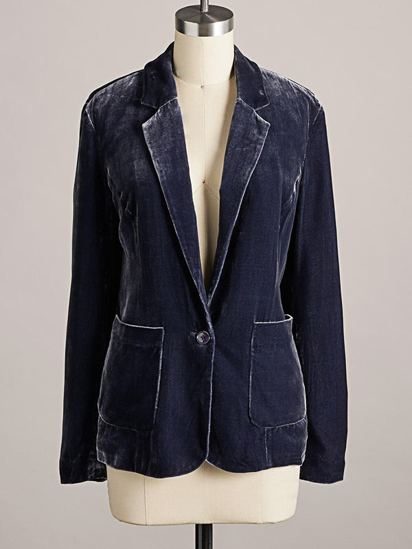 Airchics blazer velours boutonnage avec poches manches longues femme élégant
