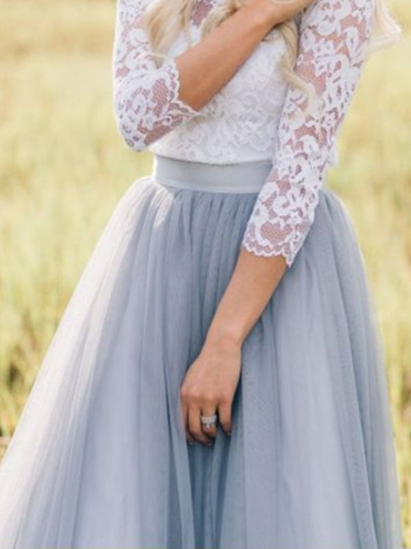 Airchics jupe longue demoiselle d'honneur bouffante tutu tulle élégant femme gris clair