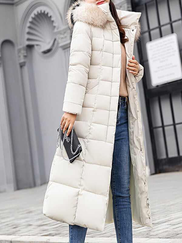 Airchics longue manteau boutons avec poches ceinture fermeture éclair à capuche femme mode