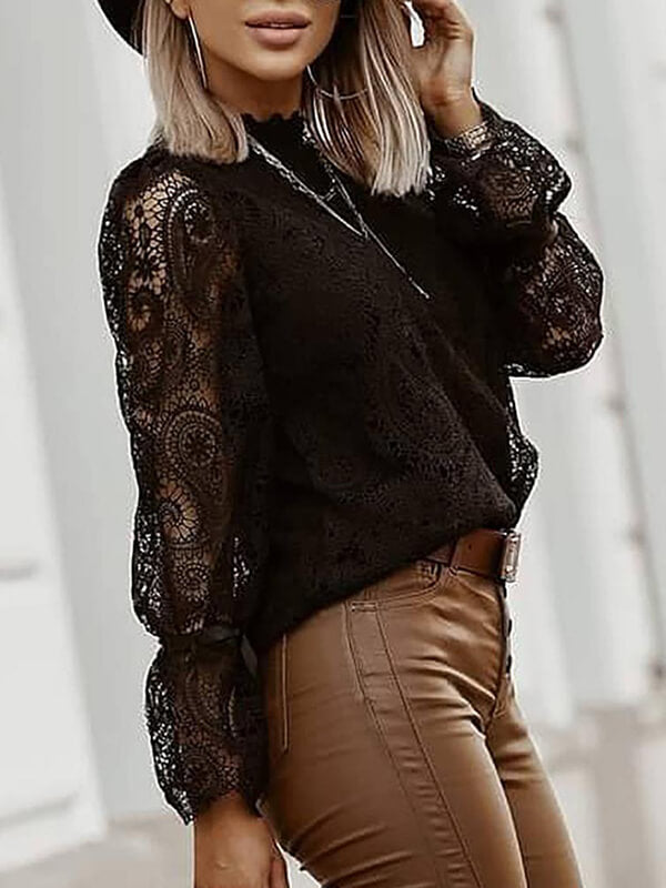 Airchics hauts broderie anglaise col cheminée manches évasées mode femme