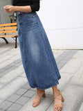 Airchics jupe longue en jean poches taille haute mode femme bleu