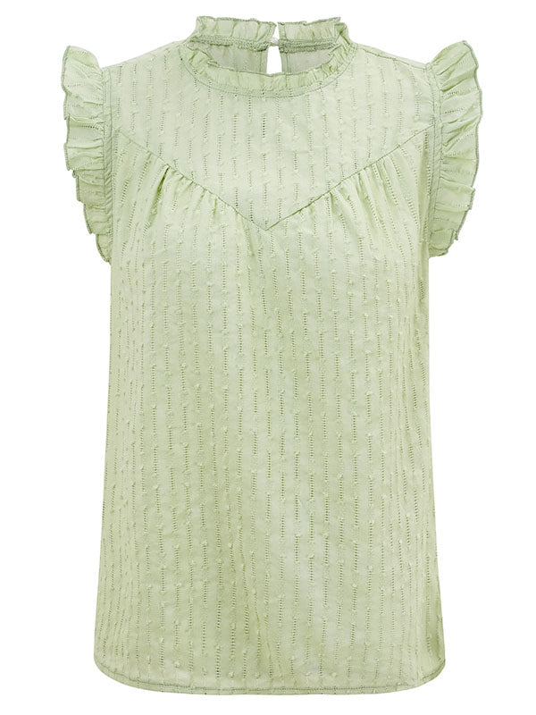 Airchics Blouse Col Montant De Couleur Unie À Volants