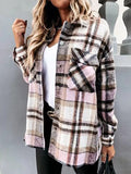 Mode Veste à Carreaux Classique pour Femmes avec Poches Surchemise