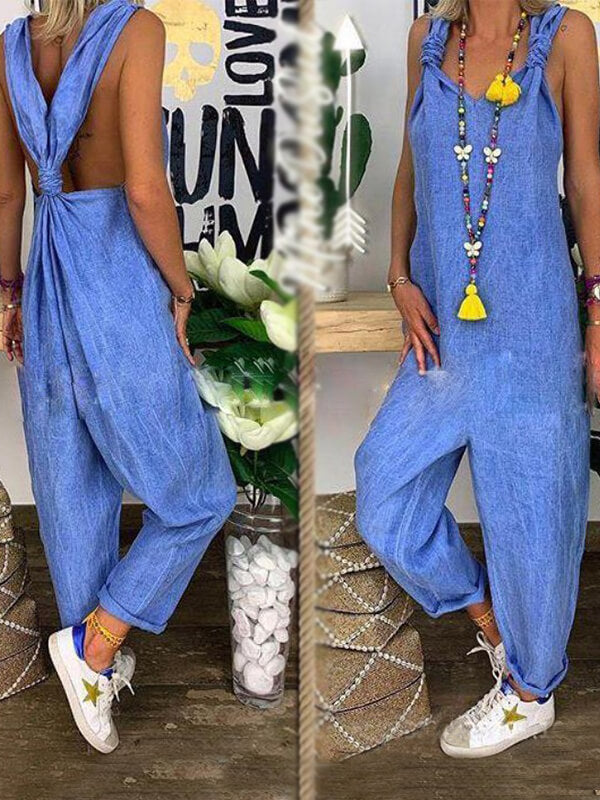 Airchics combinaison longue large ample décontracté femme salopette une pièce pantalon