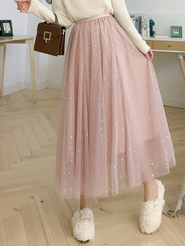 Airchics jupe longue trapèze bouffante tutu tulle brillante paillette mode femme