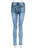 Airchics jeans longue crayon déchiré troué slim mode femme bleu