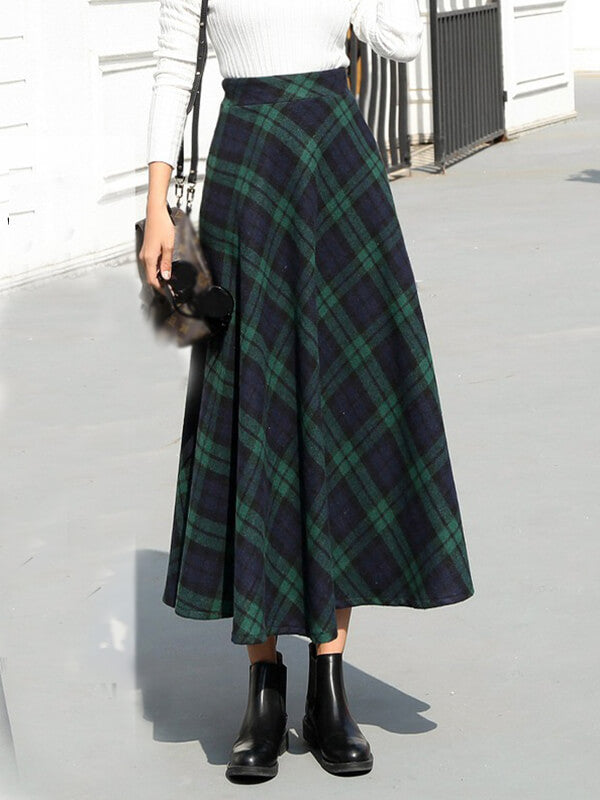 Airchics jupe longue carreaux avec poches fluide vintage femme