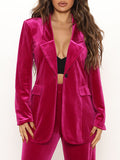 Airchics combinaison 2 pièces boutons avec poches velours blazer et pantalon femme mode
