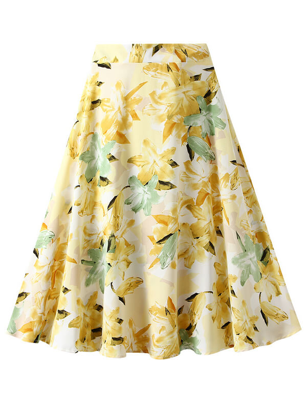 Airchics jupe longue trapèze imprimé à fleurie vintage femme