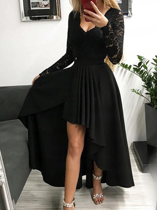 Vintage Long Robe en Dentelle à Court Devant Longue Derriere