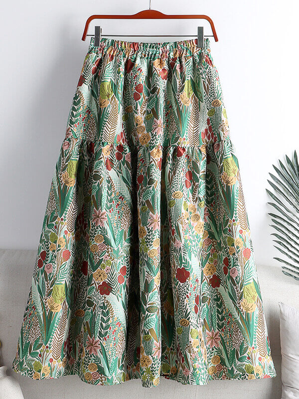 Airchics jupe longue coton imprimé à fleurie fluide vintage femme