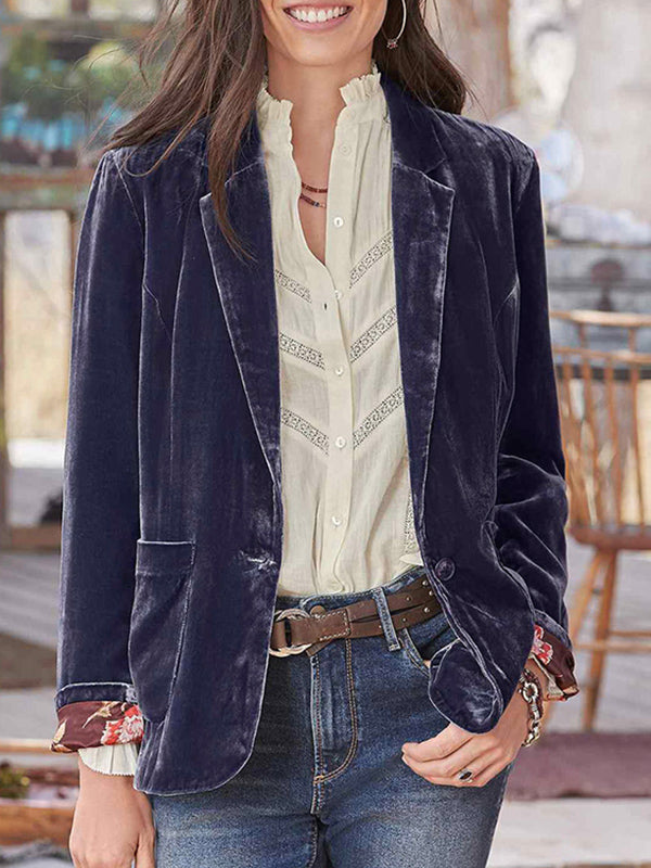 Airchics blazer velours boutonnage avec poches manches longues femme élégant