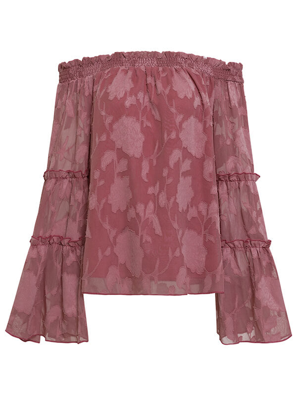 Airchics hauts unicolore mousseline col bateau volants superposés femme mode