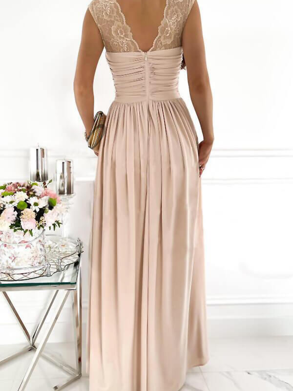 Airchics longue robe volants dentelle fendu le côté mode de soirée