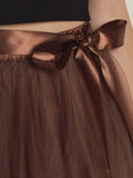 Airchics longue jupe unicolore avec ceinture plissé tutu en tulle élégant femme