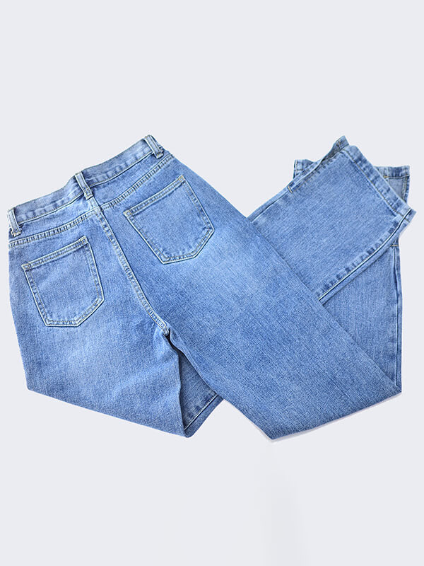 Airchics longue jeans droit déchiré troué fentes à la base femme mode