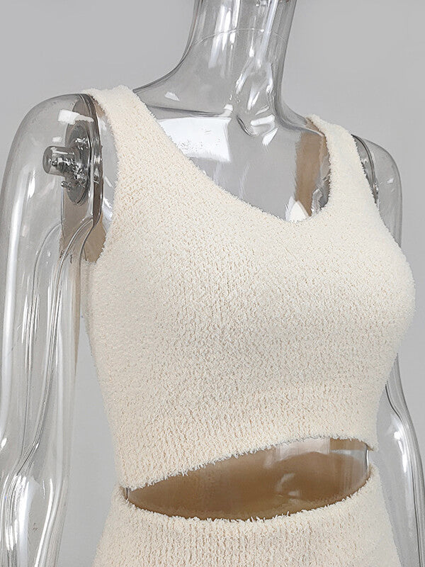 Airchics ensemble de pyjama longue polaire 2 pièces femme style maison blanch