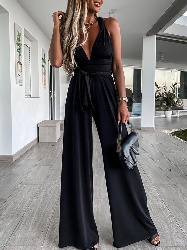 Airchics combinaison pantalon large bandage croisé dos nu élégant femme mariage