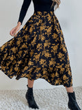 Airchics longue jupe trapèze fleurie à volantée femme élégant mode