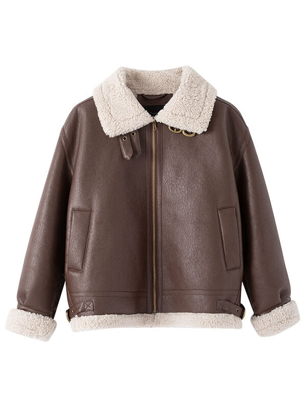 Airchics manteau aviateur doublé peau de mouton hiver femme veste