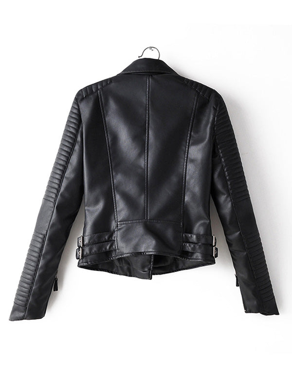 Airchcis prerfecto veste en simili cuir fermeture éclair mode femme jacket noir