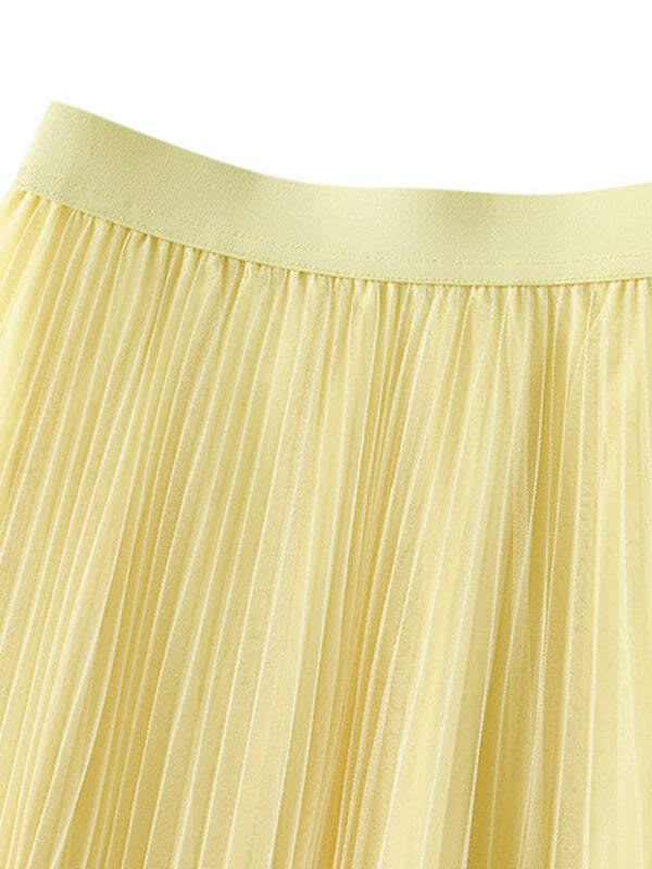 Airchics jupe longue unicolore tulle plissé élégant femme