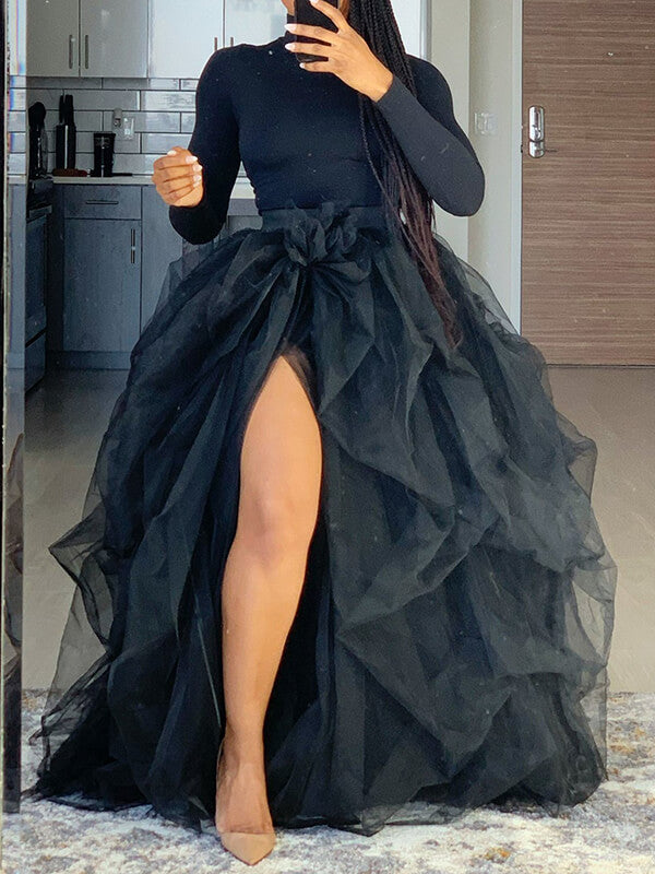 Airchics jupe longue en tulle bouffante tutu irrégulier élégant femme