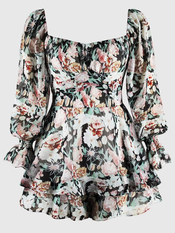 Airchics combishort imprimé à fleurie avec ceinture à volantée manches évasées femme mode